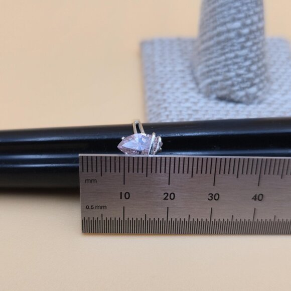 Size 5.75 Sterling Silver Marquise Pink Cubic Zirconia Gem Ring A4757 - Picture 8 of 9